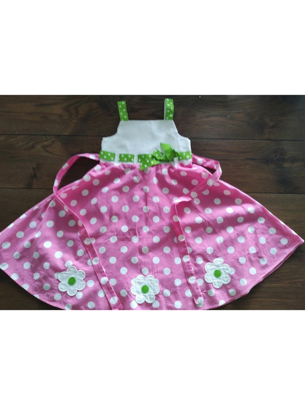 Sophie Rose Girls Pink Polka Dot Cotton Dress with Green Accents Size 6